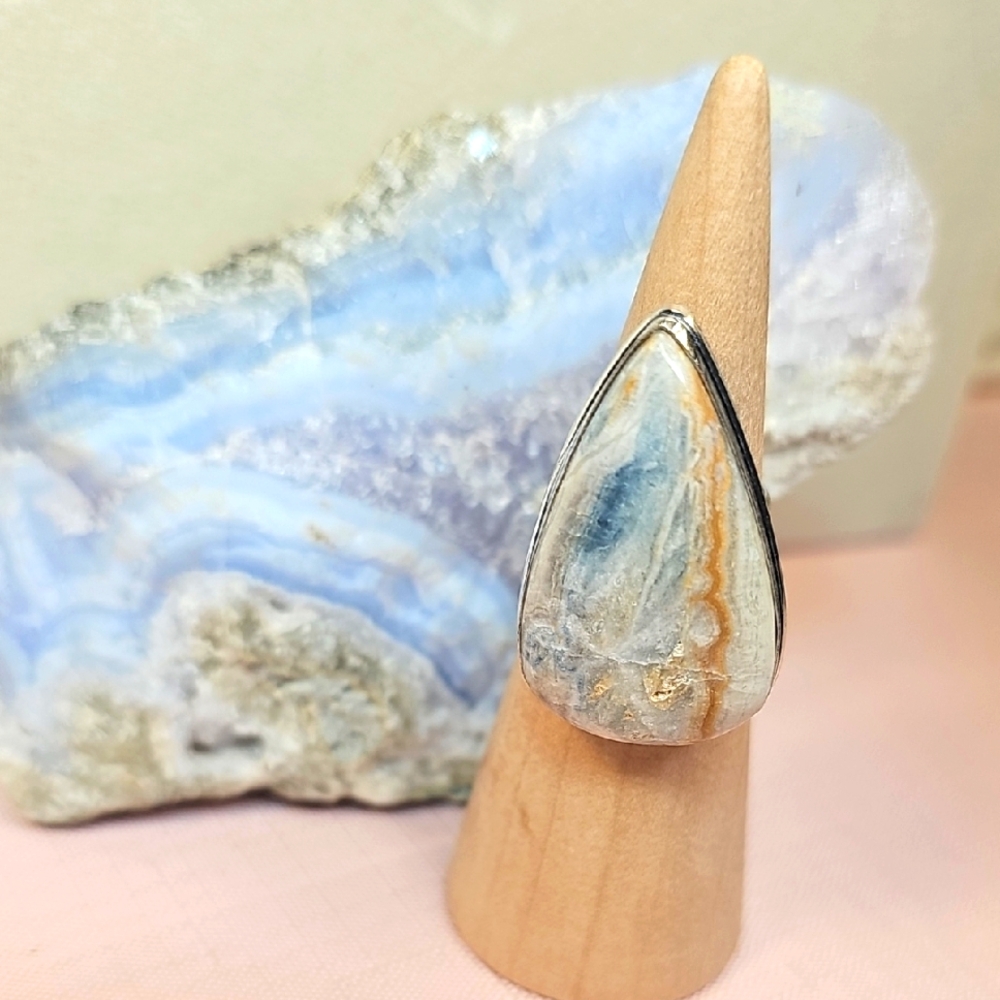 Blue Scheelite Silver Ring